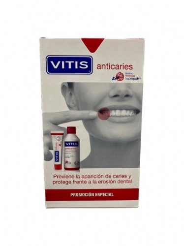 Vitis anticaries pack (1 envase 100 ml  pasta + 1 envase 500 ml colutorio)