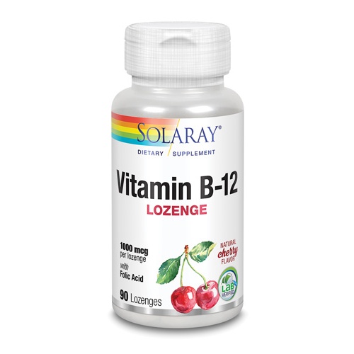 Solaray vitamin b-12 + ac folico 90 comp sublingual cereza