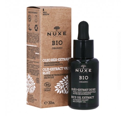 Nuxe bio aceite de noche fundamental nutri-regenerante - extracto oleoso de arroz, 30 ml