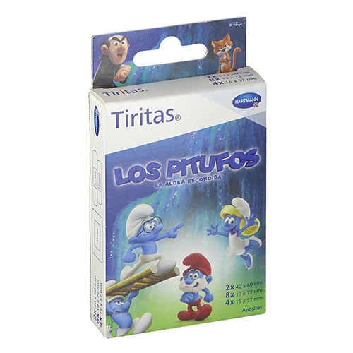 Tiritas aposito adhesivo pitufos 3 tamaños 14 ti