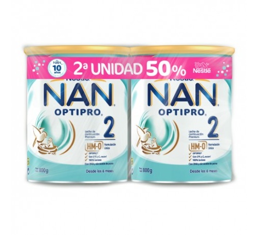 Nan optipro 2 leche de continuacion (duplo 2 x 800 g)