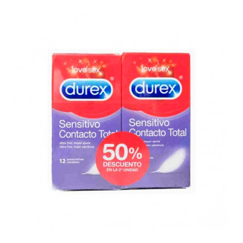 Durex sensitivo contacto total - preservativos (12 preservativos 2 cajas)