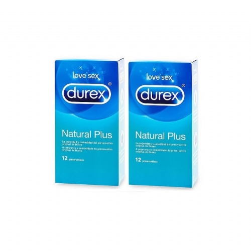 Durex natural plus  (12 preservativos 2 cajas)