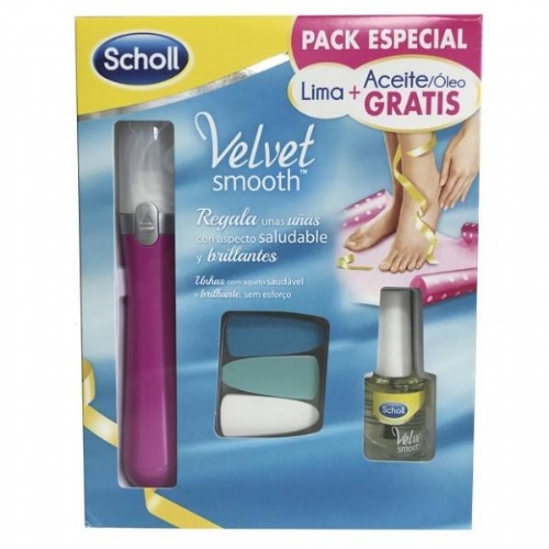 Lima electronica de uñas + aceite - scholl velvet smooth (pack)