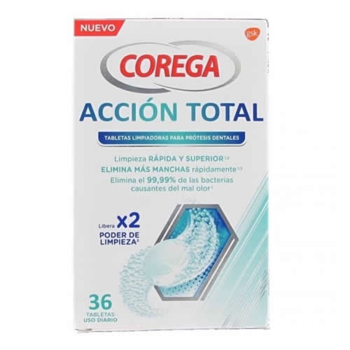 Corega accion total limpiador - limpieza protesis dental (36 tabletas)