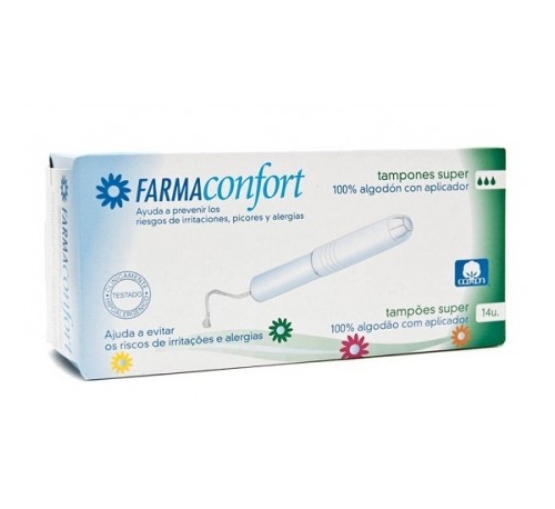 Tampones 100%algodon - farmaconfort con aplicador (super 14 u)