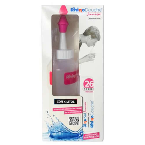 Rhinodouche junior pack - irrigador nasal + sinusal xl junior (250 ml + 26 sobres mezcla de sales 2,