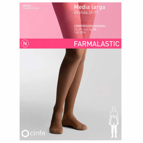 Media larga (a-f) compresion normal - farmalastic puntera abierta (talla extragrande color camel)