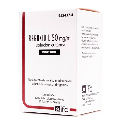 REGAXIDIL 50 mg/ml SOLUCION CUTANEA , 2 frascos de 60 ml