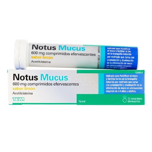 NOTUS MUCUS 600 MG COMPRIMIDOS EFERVENCENTES SABOR LIMON, 20  comprimidos