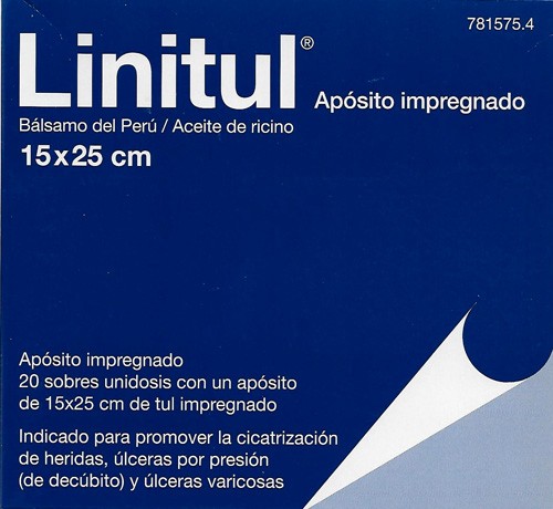 LINITUL APOSITO IMPREGNADO, 20 apósitos de 15 x 25 cm