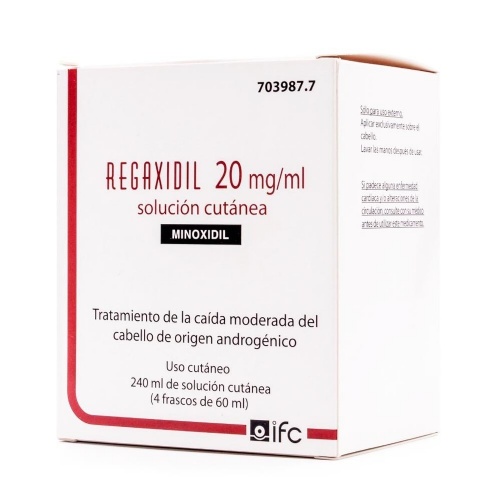 REGAXIDIL 20 mg/ml SOLUCION CUTANEA , 240 ml (4 frascos de 60 ml)