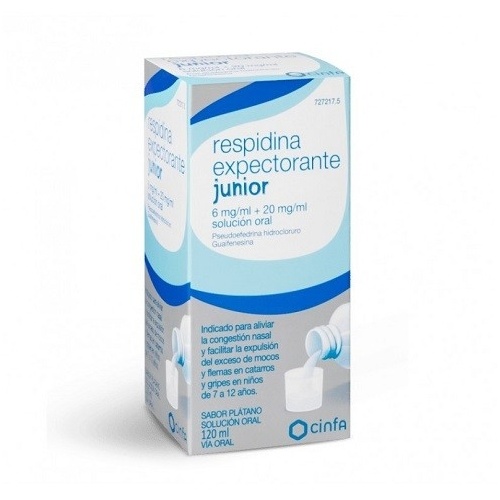 RESPIDINA EXPECTORANTE JUNIOR 6 MG/ML+ 20 MG/ML SOLUCION ORAL , 1 frasco de 120 ml (Frasco PET)