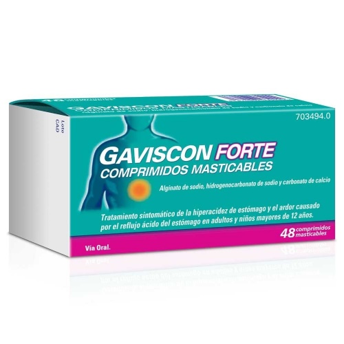 GAVISCON FORTE COMPRIMIDOS MASTICABLES , 48 comprimidos