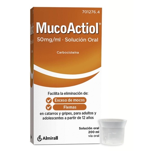 MUCOACTIOL 50 MG/ML SOLUCIÓN ORAL , 1 frasco de 200 ml