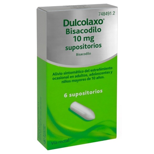 DULCOLAX BISACODILO 10 MG SUPOSITORIOS, 6 supositorios