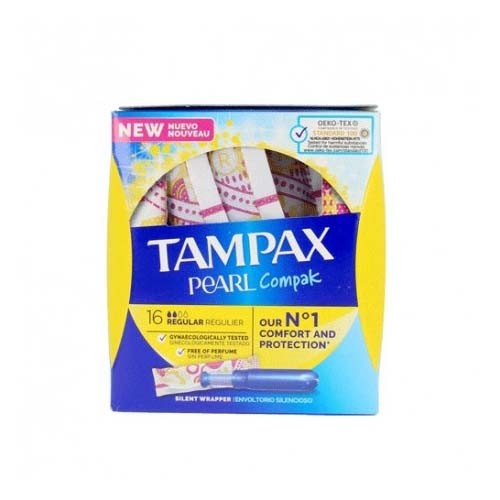 Tampax compak pearl tampon 100%algodon (16 unidades regular)