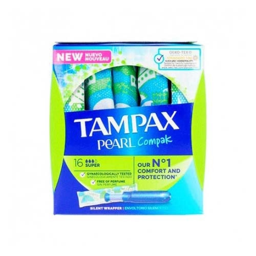 Tampax compak pearl tampon 100%algodon (16 unidades super)