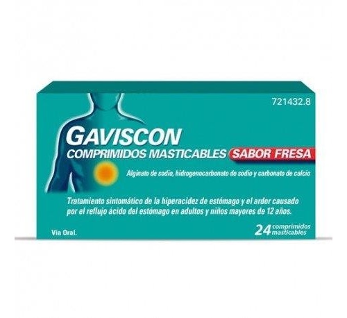 GAVISCON COMPRIMIDOS MASTICABLES SABOR FRESA,24 comprimidos