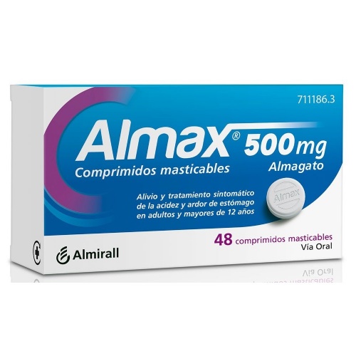 ALMAX 500 mg COMPRIMIDOS MASTICABLES,48 comprimidos