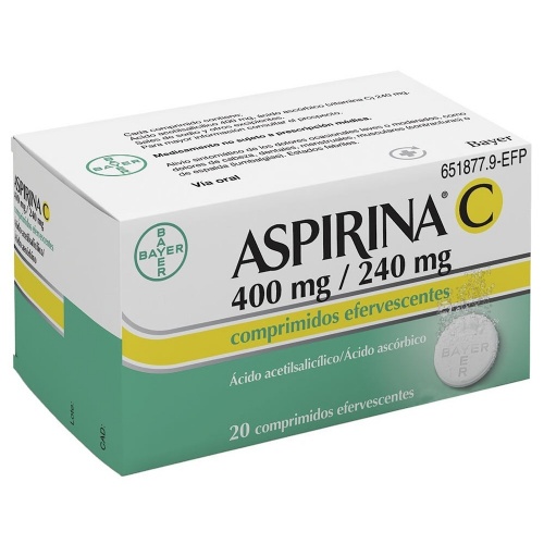 ASPIRINA C 400 mg/240 mg COMPRIMIDOS EFERVESCENTES , 20 comprimidos